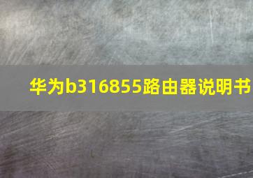 华为b316855路由器说明书