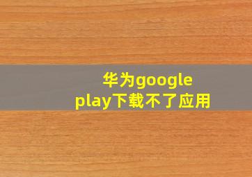 华为google play下载不了应用