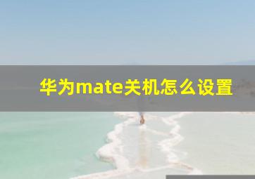 华为mate关机怎么设置