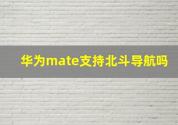 华为mate支持北斗导航吗