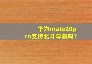 华为mate20pro支持北斗导航吗?