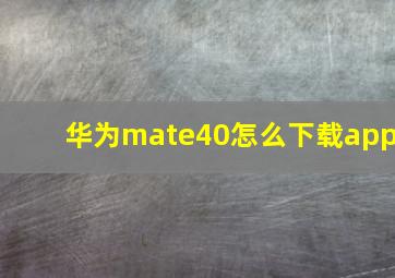 华为mate40怎么下载app