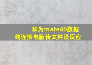 华为mate40数据线连接电脑传文件没反应