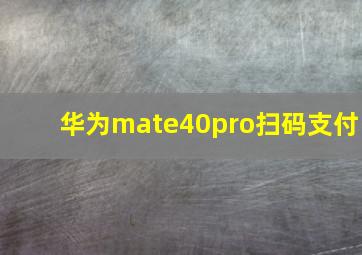 华为mate40pro扫码支付