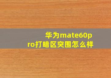 华为mate60pro打暗区突围怎么样