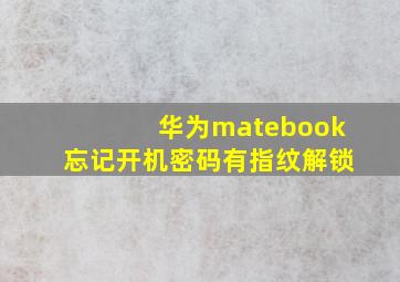 华为matebook忘记开机密码有指纹解锁