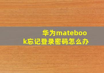 华为matebook忘记登录密码怎么办