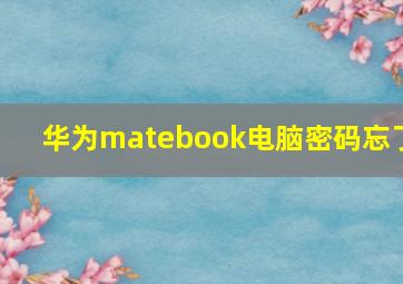 华为matebook电脑密码忘了