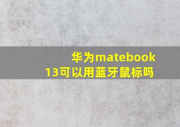 华为matebook 13可以用蓝牙鼠标吗