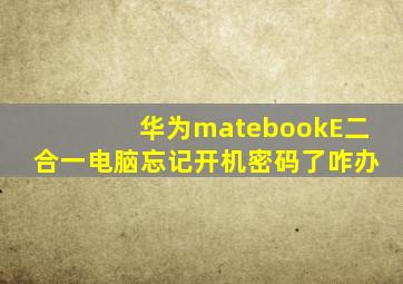 华为matebookE二合一电脑忘记开机密码了咋办