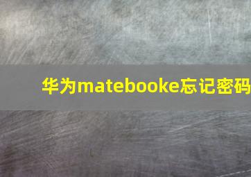 华为matebooke忘记密码