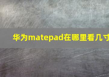 华为matepad在哪里看几寸