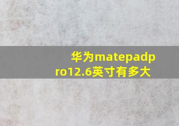 华为matepadpro12.6英寸有多大