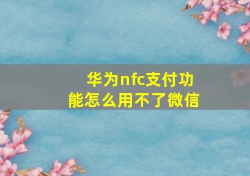 华为nfc支付功能怎么用不了微信