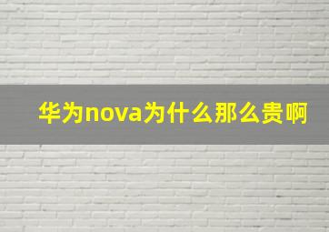 华为nova为什么那么贵啊