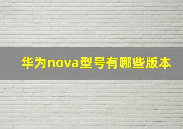 华为nova型号有哪些版本