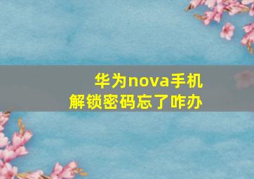 华为nova手机解锁密码忘了咋办