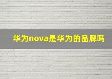 华为nova是华为的品牌吗