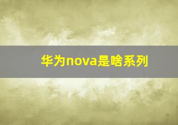 华为nova是啥系列