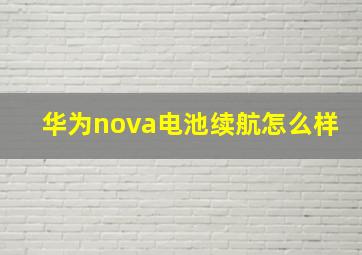 华为nova电池续航怎么样