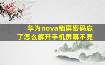 华为nova锁屏密码忘了怎么解开手机屏幕不亮