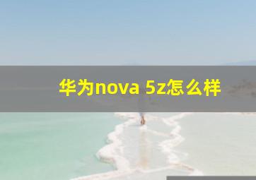 华为nova 5z怎么样