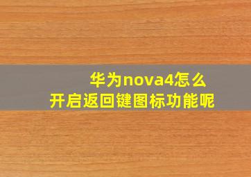 华为nova4怎么开启返回键图标功能呢