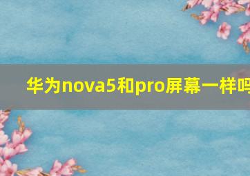 华为nova5和pro屏幕一样吗