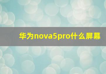 华为nova5pro什么屏幕