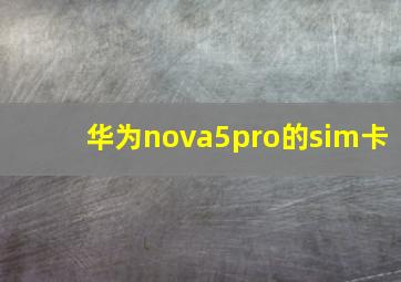 华为nova5pro的sim卡