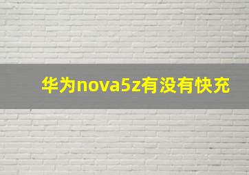 华为nova5z有没有快充