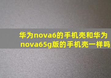 华为nova6的手机壳和华为nova65g版的手机壳一样吗