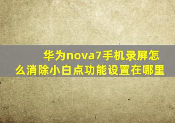 华为nova7手机录屏怎么消除小白点功能设置在哪里