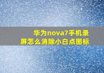 华为nova7手机录屏怎么消除小白点图标