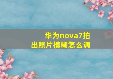 华为nova7拍出照片模糊怎么调