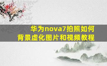 华为nova7拍照如何背景虚化图片和视频教程