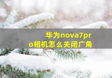 华为nova7pro相机怎么关闭广角