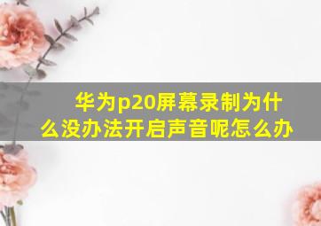 华为p20屏幕录制为什么没办法开启声音呢怎么办