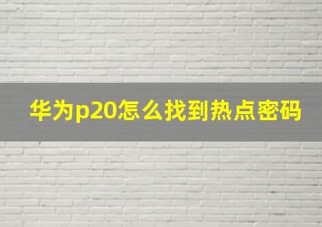 华为p20怎么找到热点密码