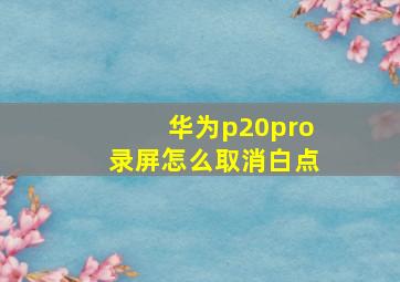 华为p20pro录屏怎么取消白点