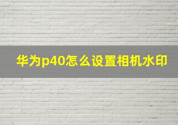 华为p40怎么设置相机水印