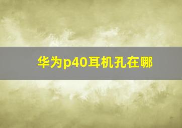 华为p40耳机孔在哪