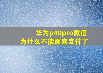 华为p40pro微信为什么不能面容支付了