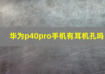 华为p40pro手机有耳机孔吗