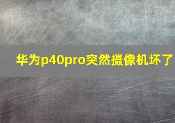 华为p40pro突然摄像机坏了