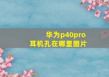 华为p40pro耳机孔在哪里图片