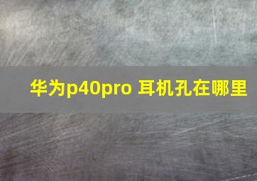 华为p40pro+耳机孔在哪里