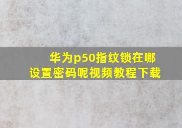 华为p50指纹锁在哪设置密码呢视频教程下载