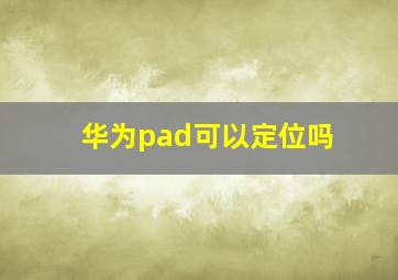 华为pad可以定位吗