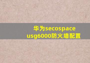 华为secospace usg6000防火墙配置